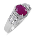 Premium Montepuez Ruby, Moissanite Halo Ring in Platinum Over Sterling Silver (Size 10.0) 1.85 ctw - Sticky add to cart bar
