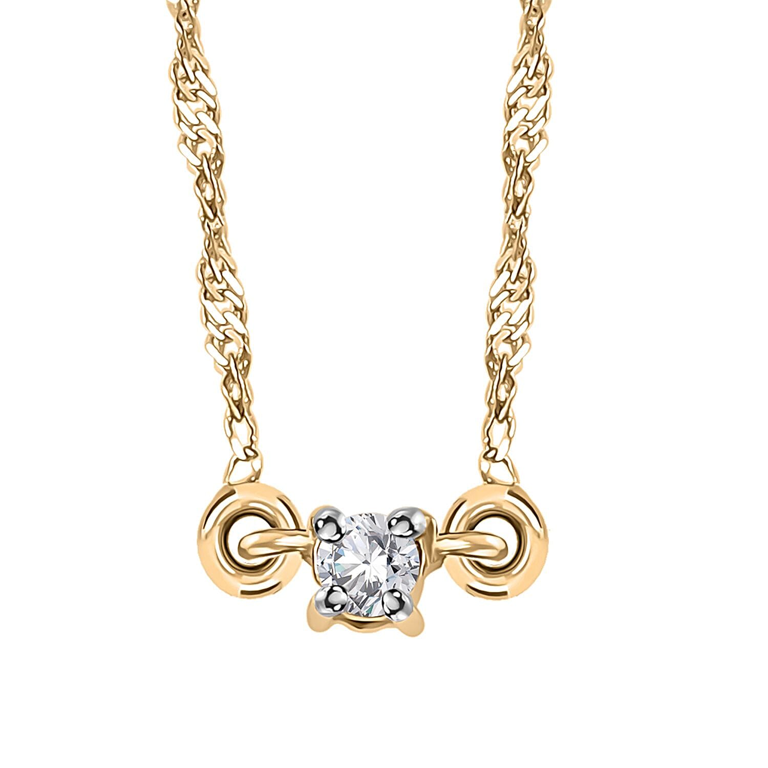 Luxoro 10K Yellow Gold Diamond (G-H, I2) Accent Necklace (18 Inches) 0.05 ctw