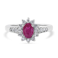 Premium Montepuez Ruby and Moissanite Sunburst Ring in Platinum Over Sterling Silver 0.90 ctw