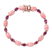 One Time Only Oregon Sunrise Peach Opal, Lotus Garnet Bracelet in Vermeil RG Over Sterling Silver (6.50 In) 15.70 ctw