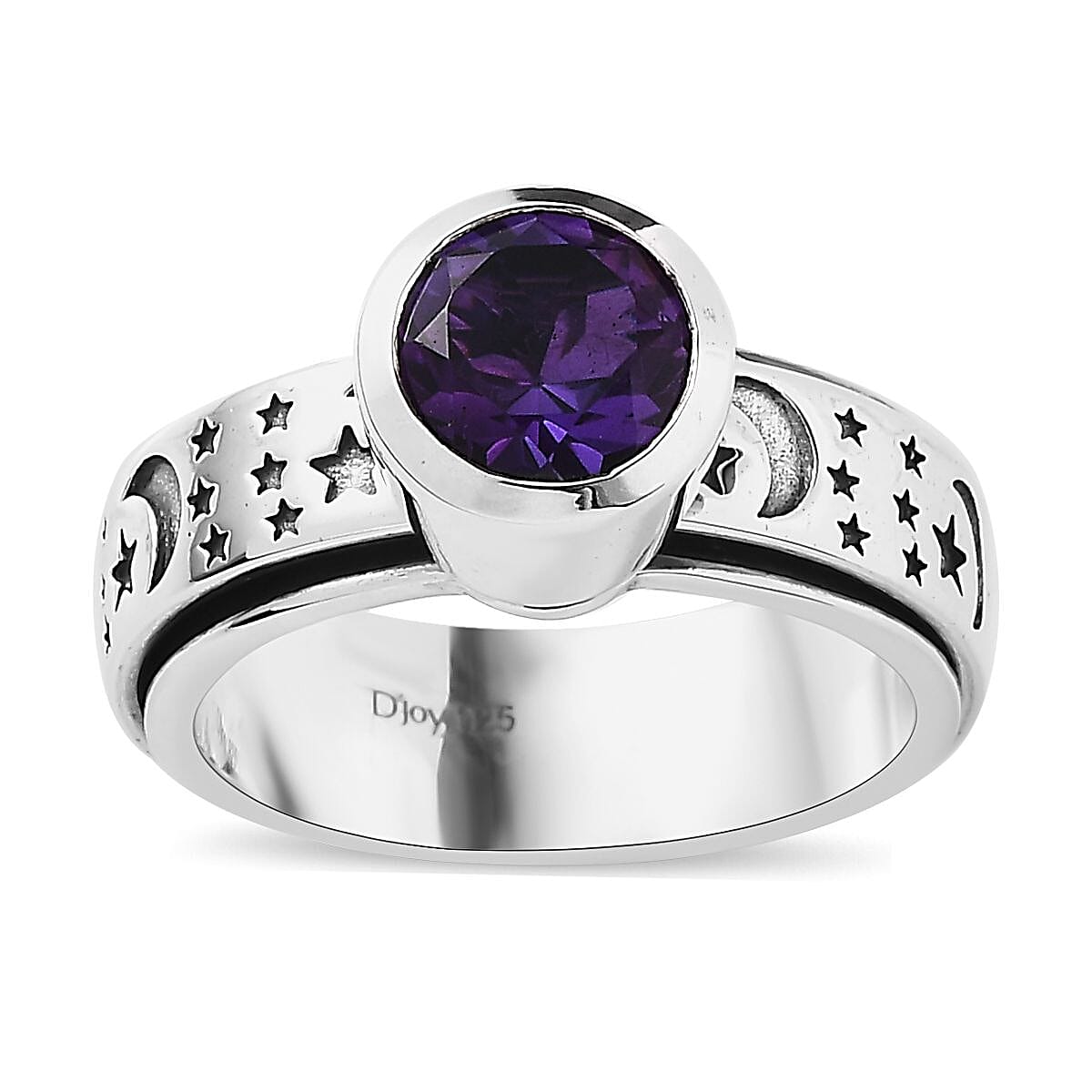 Doorbuster Artisan Crafted African Amethyst Spinner Ring in Black Oxidized Sterling Silver (Size 10.0) 1.50 ctw (1)