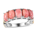 Karis Oregon Sunrise Peach Opal 5 Stone Ring in 18K YG Plated and Platinum Bond (Size 10.0) 2.00 ctw - Sticky add to cart bar