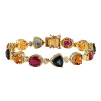 Multi Gemstone Bracelet in Vermeil Yellow Gold Over Sterling Silver (8.00 In) 38.00 ctw