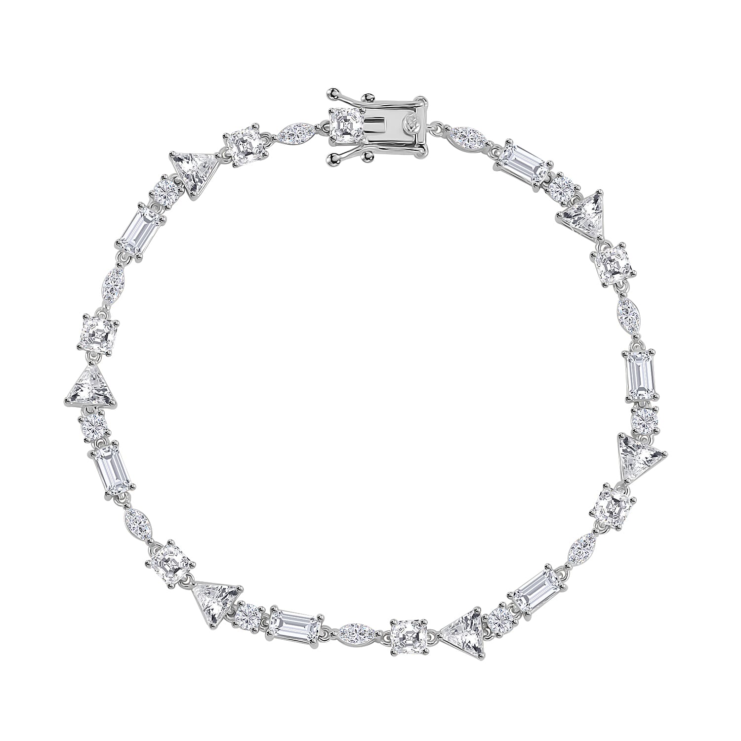 Lustro Stella Finest CZ Bracelet in Rhodium Over Sterling Silver (8.00 In) 13.00 ctw