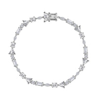 Lustro Stella Finest CZ Bracelet in Rhodium Over Sterling Silver (8.00 In) 13.00 ctw