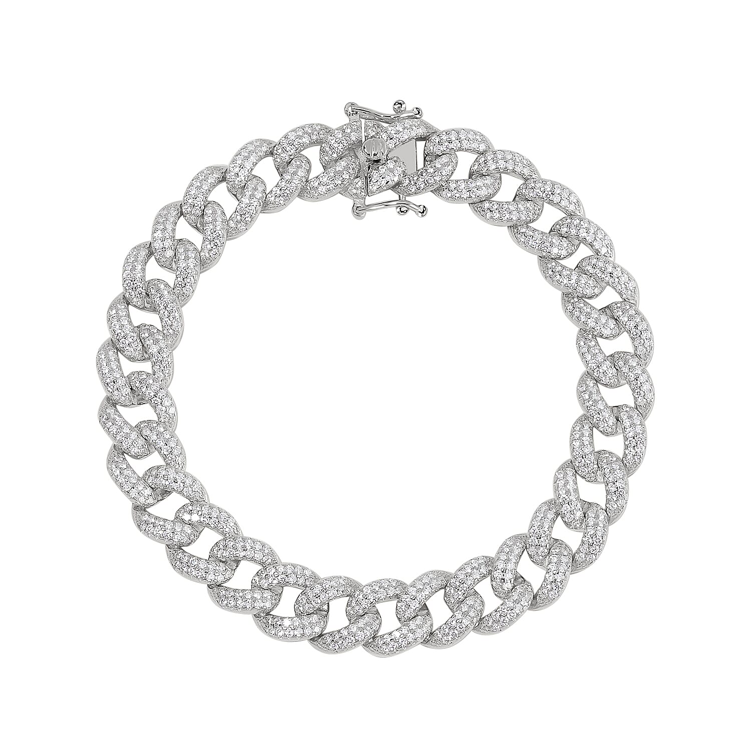 Lustro Stella Finest CZ Bracelet in Rhodium Over Sterling Silver (8.00 In) 8.25 ctw