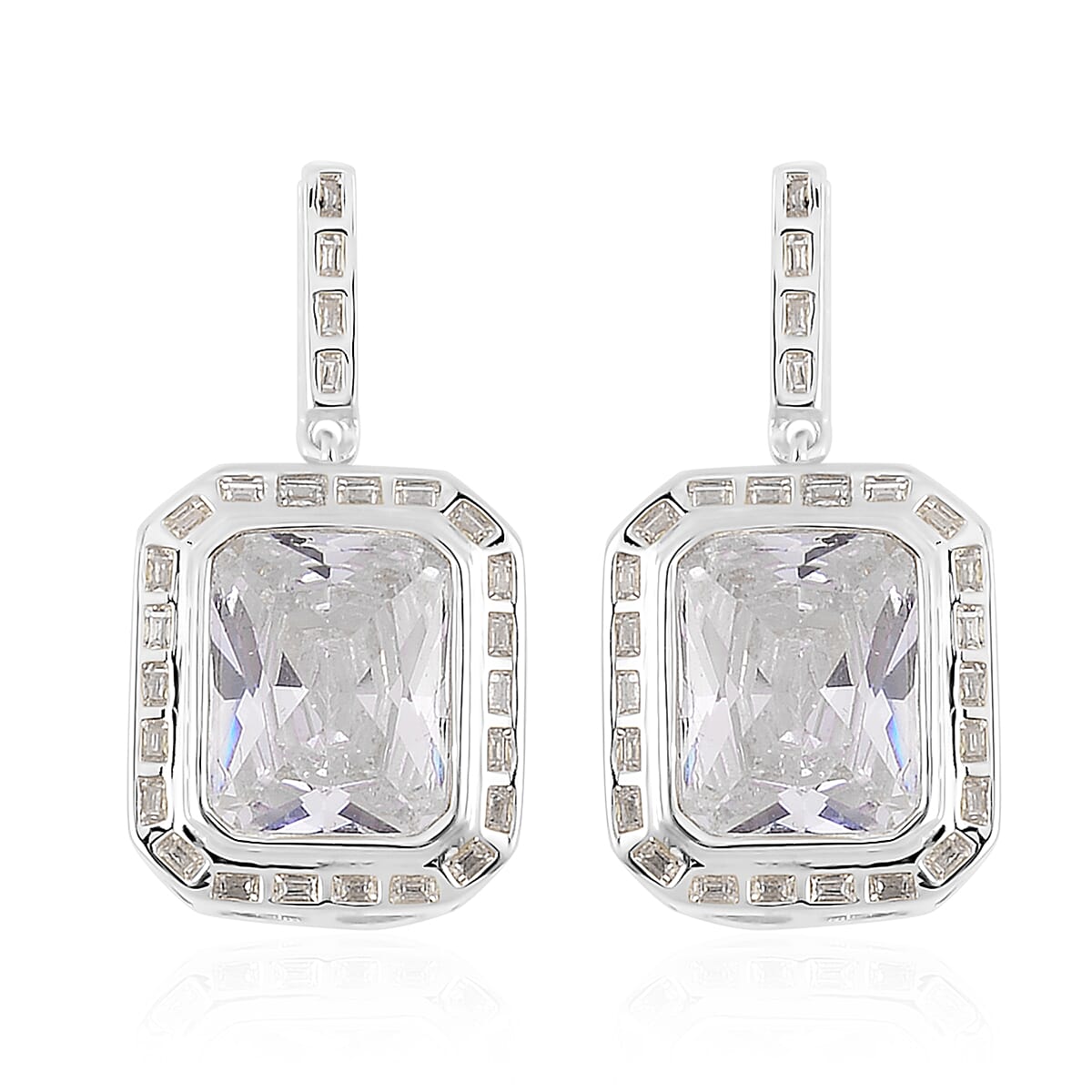Lustro Stella Finest CZ Earrings in Rhodium Over Sterling Silver 0.50 ctw