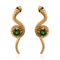 Chrome Diopside and Thai Black Spinel Snake Earrings in Vermeil Yellow Gold Over Sterling Silver 0.20 ctw - Sticky add to cart bar