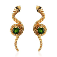 Chrome Diopside and Thai Black Spinel Snake Earrings in Vermeil Yellow Gold Over Sterling Silver 0.20 ctw