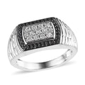 White Zircon and Black Spinel Men's Ring in Platinum Over Sterling Silver (Size 10.0) 0.90 ctw - Sticky add to cart bar