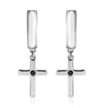 Thai Black Spinel Cross Earrings in Platinum Over Sterling Silver 0.10 ctw - Sticky add to cart bar