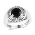 Thai Black Spinel and White Zircon Ring in Platinum Over Sterling Silver (Size 10.0) 3.40 ctw - Sticky add to cart bar