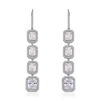 Lustro Stella Finest CZ Dangle Earrings in Rhodium Over Sterling Silver 30.10 ctw