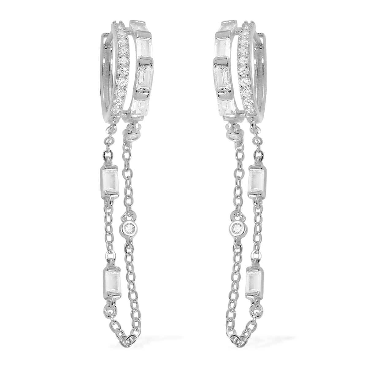 Lustro Stella Finest CZ Earrings in Rhodium Over Sterling Silver 0.35 ctw