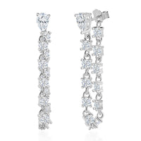 Lustro Stella Finest CZ Huggie Hoop Earrings in Rhodium Over Sterling Silver 4.25 ctw