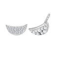 Lustro Stella Finest CZ Half Moon Stud Earrings in Rhodium Over Sterling Silver - Sticky add to cart bar
