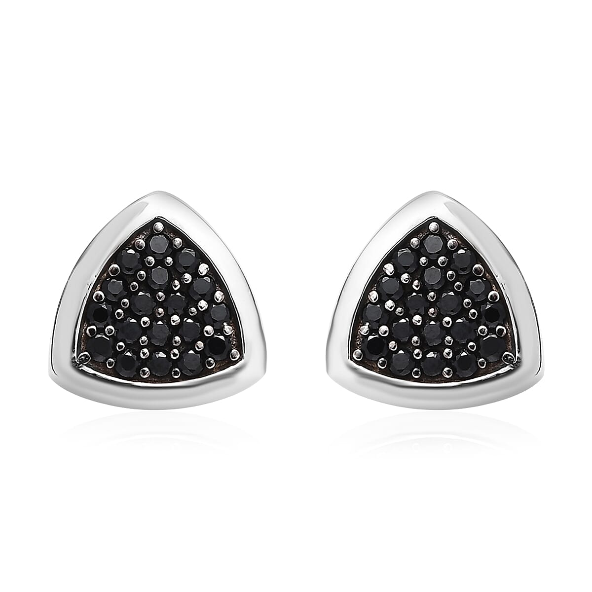 Thai Black Spinel Stud Earrings in Platinum Over Sterling Silver 0.75 ctw