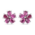 Niassa Ruby (FF) Floral Stud Earrings in Stainless Steel 2.00 ctw - Sticky add to cart bar