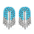 Sleeping Beauty Turquoise and White Zircon Chandelier Statement Earrings in Platinum Over Sterling Silver 17.35 ctw - Sticky add to cart bar