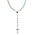 Doorbuster Green Magic Color Glass Cross Pendant Necklace (34 Inches) in Silvertone - Sticky add to cart bar