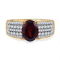 Orissa Rhodolite Garnet and White Zircon 2.91 ctw Ring in 14K YG Over Sterling Silver (Size 8)