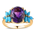 Premium Mashamba Amethyst and Sleeping Beauty Turquoise Ring in Vermeil Yellow Gold Over Sterling Silver (Size 10.0) 4.25 ctw - Sticky add to cart bar