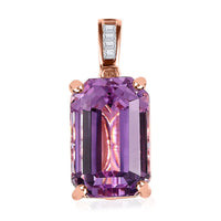 Luxoro 14K Rose Gold AAA Patroke Kunzite and G-H I3 Diamond Pendant 9.85 ctw