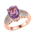 AAA Patroke Kunzite, Natural Pink and White Diamond Ring in Vermeil Rose Gold Over Sterling Silver 3.85 ctw - Sticky add to cart bar