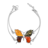 Baltic Amber Butterfly Bracelet in Sterling Silver