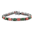 Oregon Sunrise Peach Opal, Sonoran Gold Turquoise Tennis Bracelet in Platinum Over Sterling Silver (6.50 In) 16.80 ctw - Sticky add to cart bar