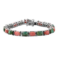 Oregon Sunrise Peach Opal, Sonoran Gold Turquoise Tennis Bracelet in Platinum Over Sterling Silver (6.50 In) 16.80 ctw