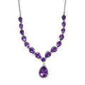 Premium Mashamba Amethyst and White Zircon Necklace 18-20 Inches in Platinum Over Sterling Silver 19.35 ctw - Sticky add to cart bar