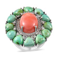 Oregon Sunrise Peach Opal, Multi Gemstone Cocktail Ring in Platinum Over Sterling Silver (Size 10.0) 23.50 ctw - Sticky add to cart bar