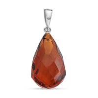 Baltic Amber Faceted Pear Pendant in Sterling Silver