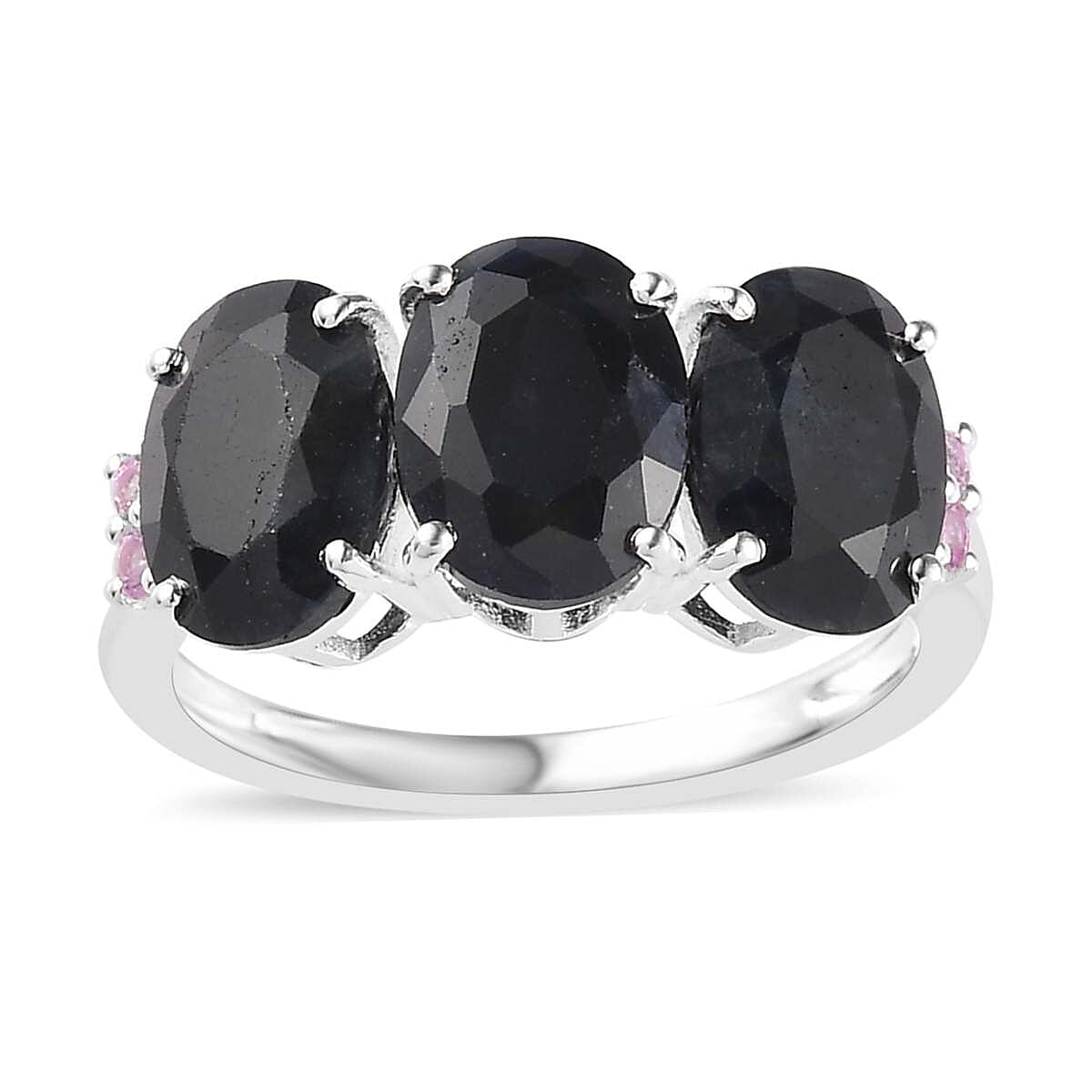 Midnight Sapphire, Madagascar Pink Sapphire Ring in Sterling Silver (Size 10.0) 5.20 ctw