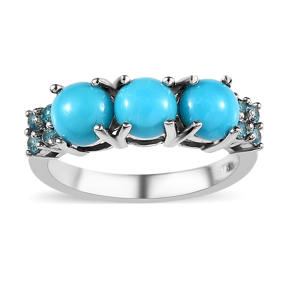 Karis Sleeping Beauty Turquoise, Signity Pariaba Topaz Ring in Platinum Bond (Size 5.0) 1.65 ctw
