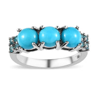 Karis Sleeping Beauty Turquoise, Signity Pariaba Topaz Ring in Platinum Bond (Size 5.0) 1.65 ctw