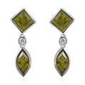 Premium Peridot and White Zircon Earrings in Platinum Over Sterling Silver 2.60 ctw - Sticky add to cart bar