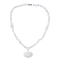 Natural Jade Carved Lotus Necklace 20 Inches with Magnetic Clasp in Rhodium Over Sterling Silver 407.50 ctw - Sticky add to cart bar