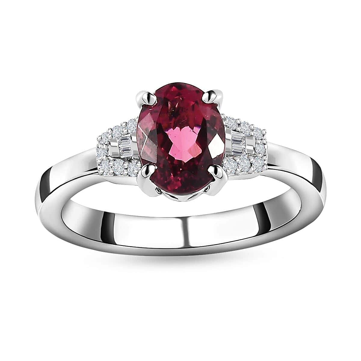 Rhapsody 950 Platinum AAAA Natural Calabar Pink Tourmaline and E-F VS Diamond Ring 5.65 Grams 1.35 ctw