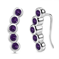 Premium African Amethyst 1.10 ctw Earrings in Rhodium Over Sterling Silver