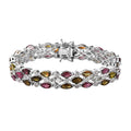 Multi-Tourmaline and White Zircon Bracelet in Platinum Over Sterling Silver (7.25 In) 15.90 ctw - Sticky add to cart bar