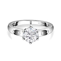 Moissanite 0.99 ctw Ring in Platinum Over Sterling Silver (Size 10)