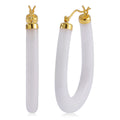 Natural Jade Hoop Earrings in Vermeil Yellow Gold Over Sterling Silver 70.00 ctw - Sticky add to cart bar