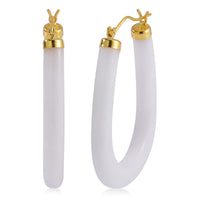 Natural Jade Hoop Earrings in Vermeil Yellow Gold Over Sterling Silver 70.00 ctw