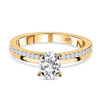 Moissanite Ring in 18K Vermeil YG Over Sterling Silver (Size 10.0) 0.86 ctw