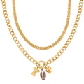 Doorbuster Champagne Austrian Crystal and Enameled Charm Necklace 20-22 Inches in Goldtone - Sticky add to cart bar