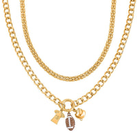 Doorbuster Champagne Austrian Crystal and Enameled Charm Necklace 20-22 Inches in Goldtone