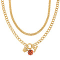 Doorbuster Champagne Austrian Crystal and Enameled Charm Necklace 20-22 Inches in Goldtone - Sticky add to cart bar