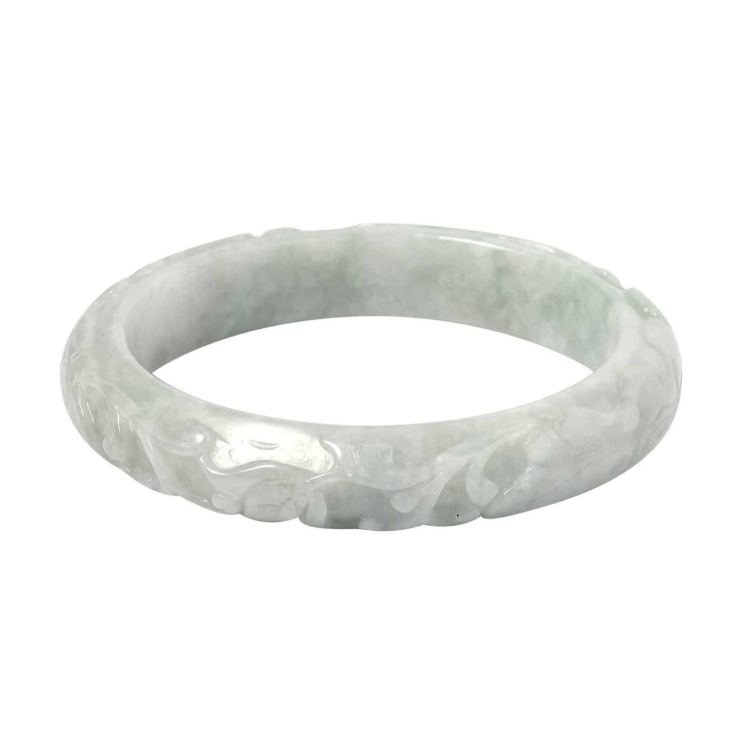 Natural Jade Carved Bangle Bracelet (6.75 in) 270.00 ctw